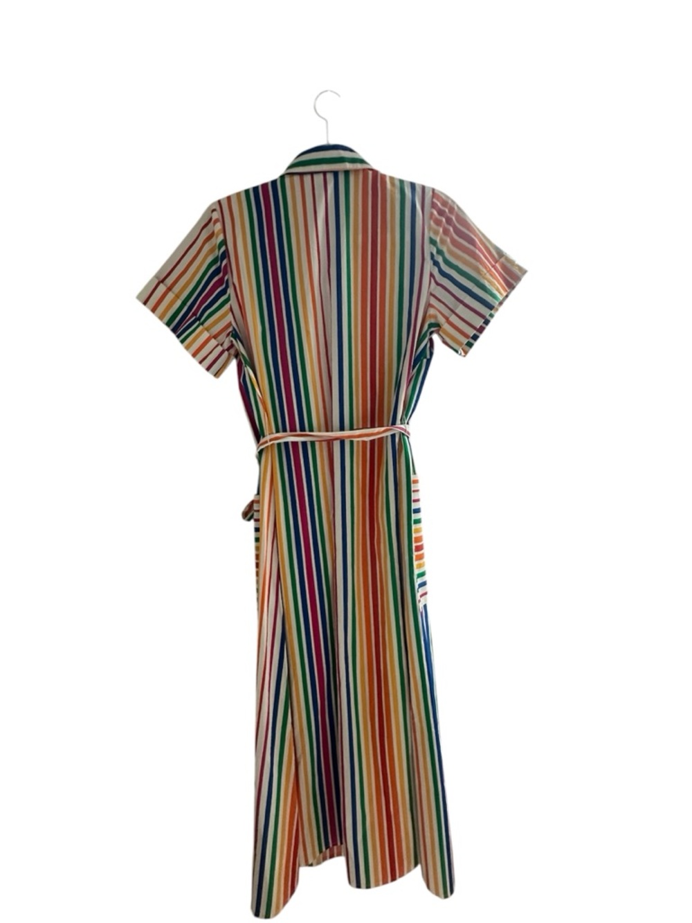 Christopher John Rogers Multicolor Rainbow Stripe Midi Shirt Dress - Picture 2 of 4